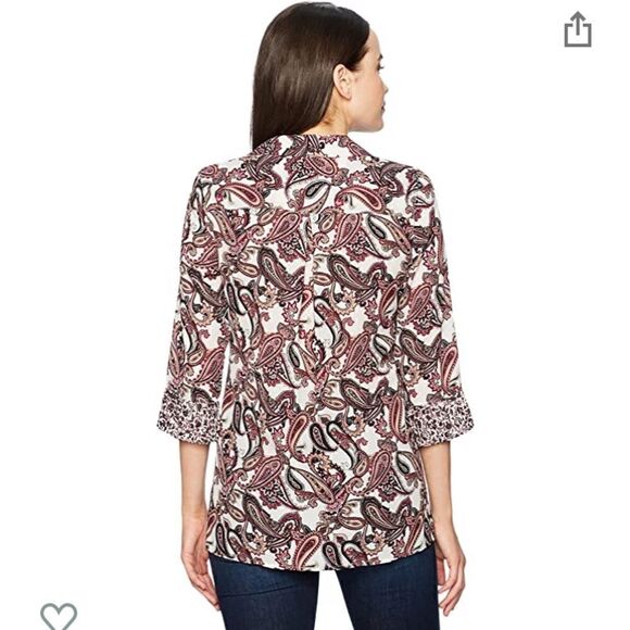 Foxcroft Felicity Whimsical Paisley Blouse Size 10 - Picture 2 of 16